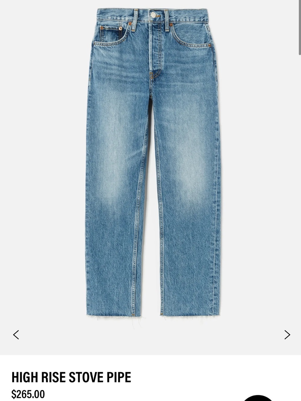 Free shipping! RE/DONE High Rise Stove Pipe Jeans 26W - Medium Wash
